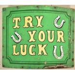 TRY YOUR LUCK - VINTAGE FAIRGROUND HAND PAINTED METAL SIGN