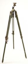 MID 20TH CENTURY WOOD & METAL MILITARY SURVEY TRIPOD STAND