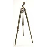 MID 20TH CENTURY WOOD & METAL MILITARY SURVEY TRIPOD STAND