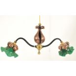 ARTS & CRAFTS CIRCA 1900 COPPER & WROUGHT IRON CEILING LIGHT