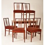 EUROPA & RUSSELL - MID TEAK DINING TABLE AND SIX CHAIRS