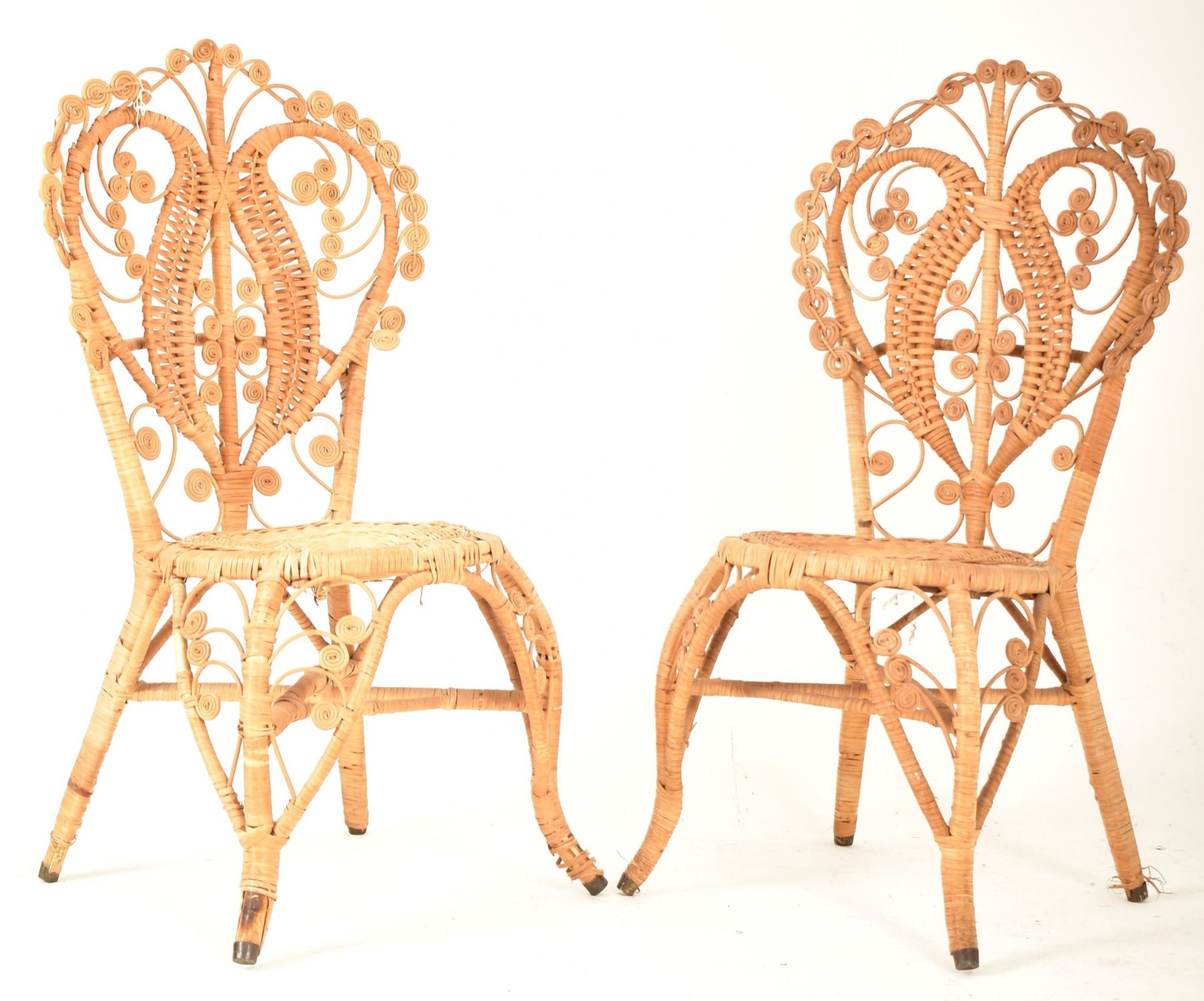 PONS LEYVA - PAIR OF SPANISH BAMBOO & WICKER CHAIRS