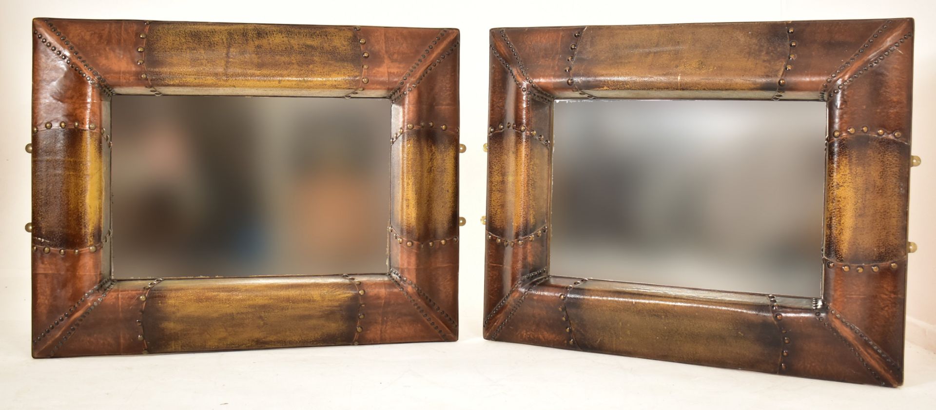 LARGE PAIR OF CONTEMPORARY DESIGNER LEATHER MIRRORS