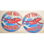 RED ARROWS - TWO CONTEMPORARY ACRYLIC FAIRGROUND SIGNS