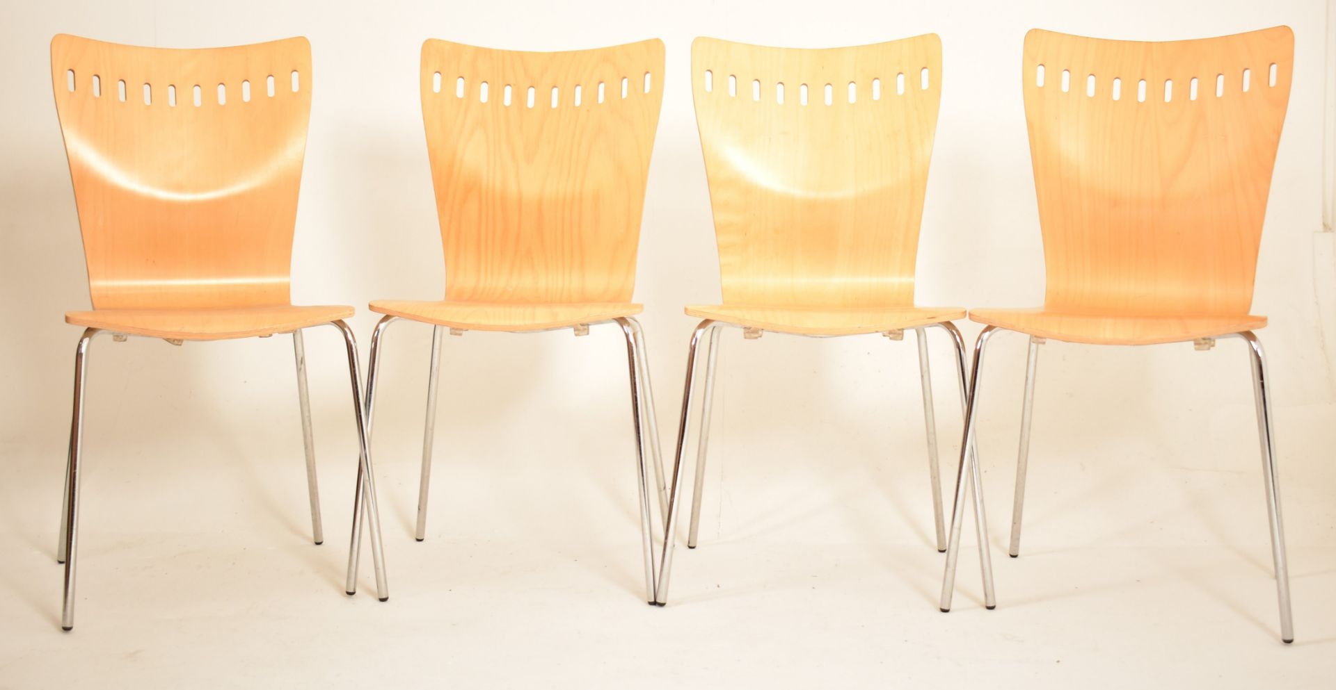 MATCHING SET OF EIGHT PLYWOOD STACKING DINING CHAIRS - Image 2 of 5