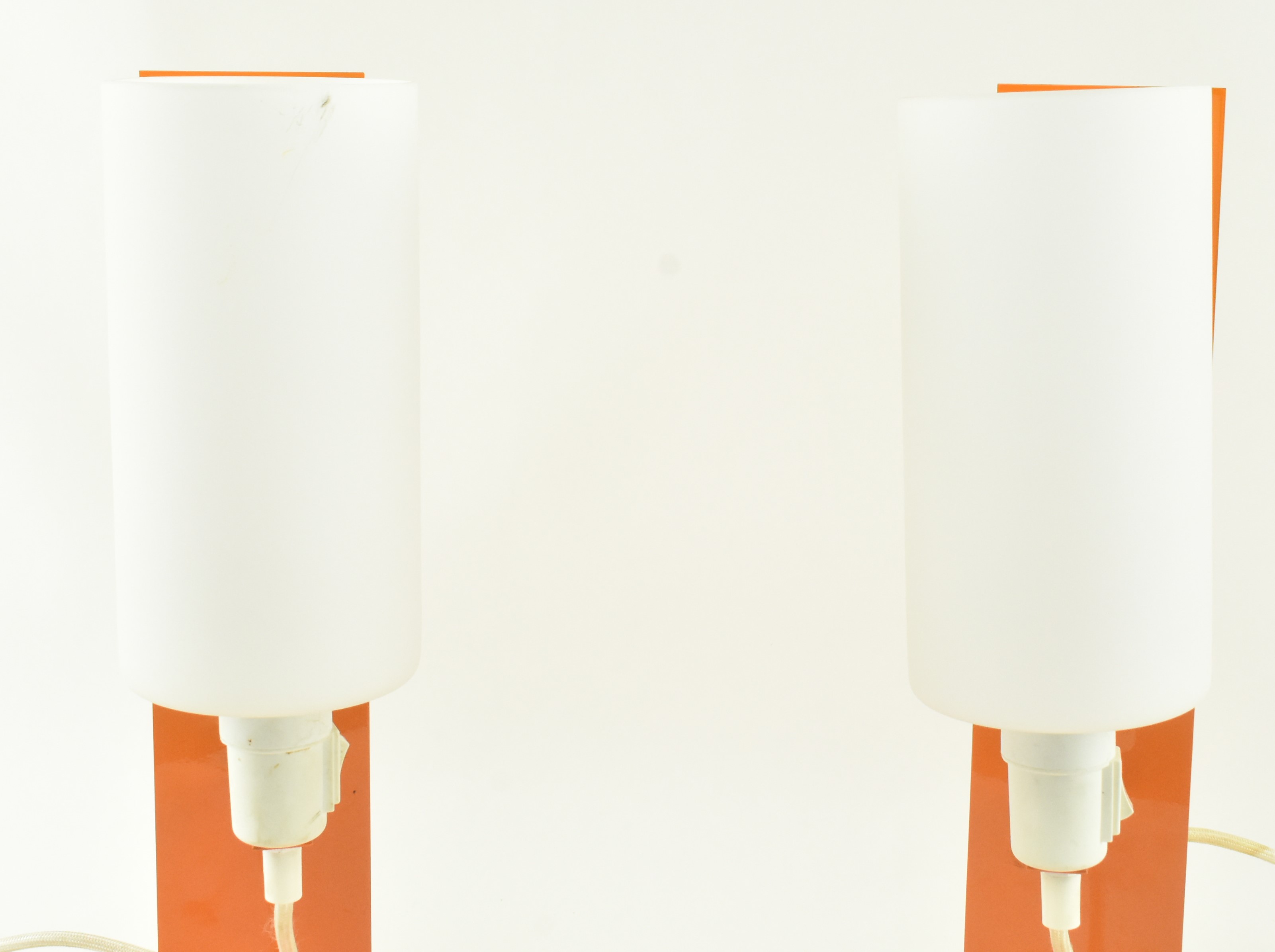 PAIR OF SCANDINAVIAN STYLE PAINTED METAL & OPALINE GLASS LAMPS - Image 3 of 6