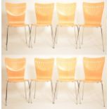 MATCHING SET OF EIGHT PLYWOOD STACKING DINING CHAIRS