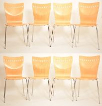 MATCHING SET OF EIGHT PLYWOOD STACKING DINING CHAIRS