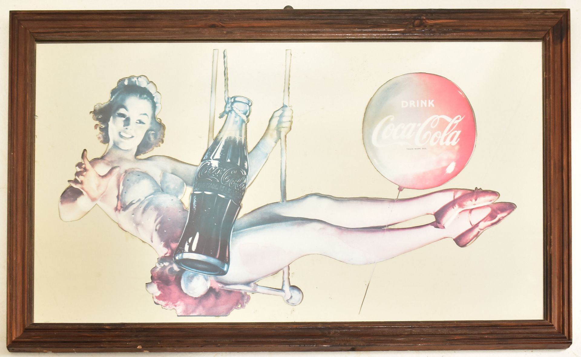 COCA-COLA - 20TH CENTURY ADVERTISING PUB WALL MIRROR SIGN