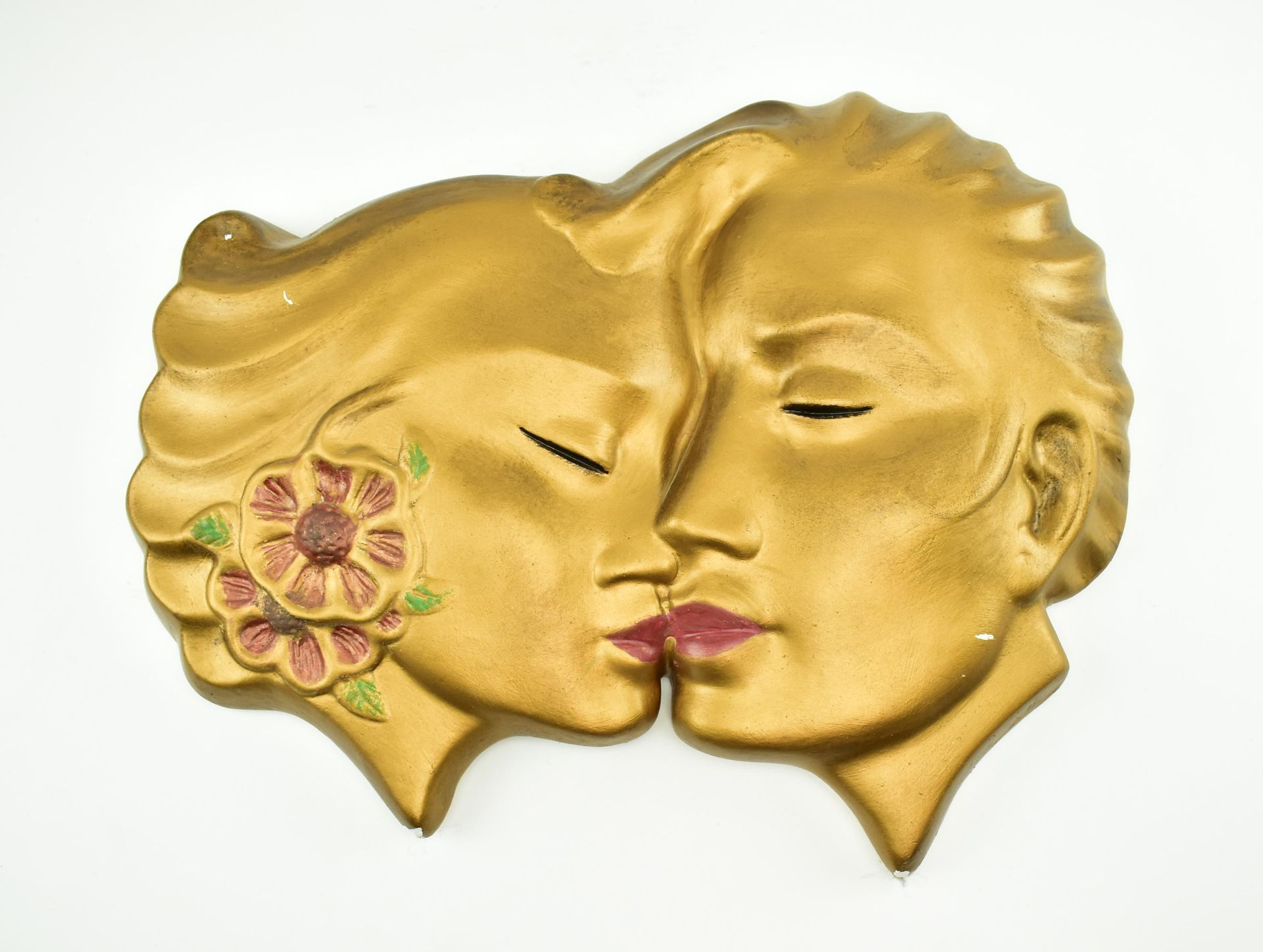 ABCO - MID CENTURY ART DECO STYLE GILT LOVERS WALL HANGING