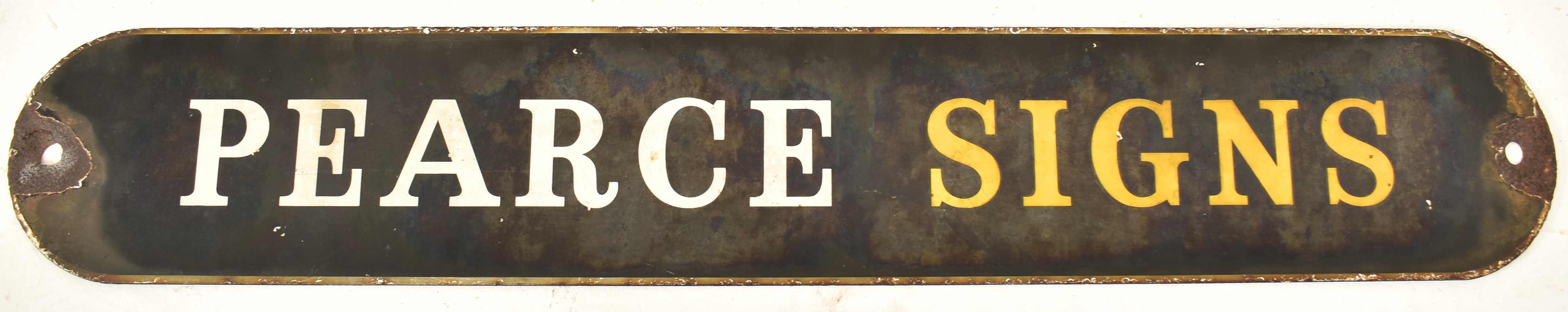 VINTAGE ENAMEL SHOP SIGN FOR 'PEARCE SIGNS'