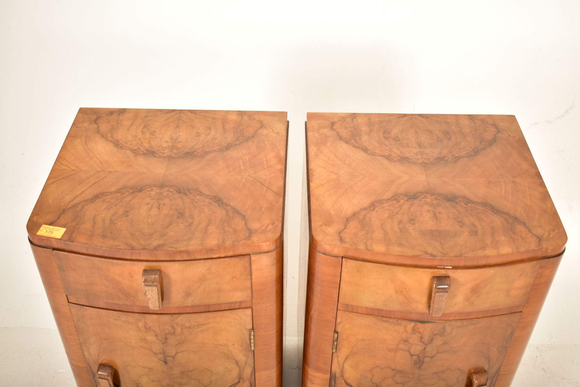PAIR OF 20TH CENTURY ART DECO WALNUT BEDSIDE CUPBOARDS - Image 2 of 5