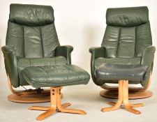 SITBEST - PAIR OF CONTEMPORARY SWIVEL RECLINING ARMCHAIRS