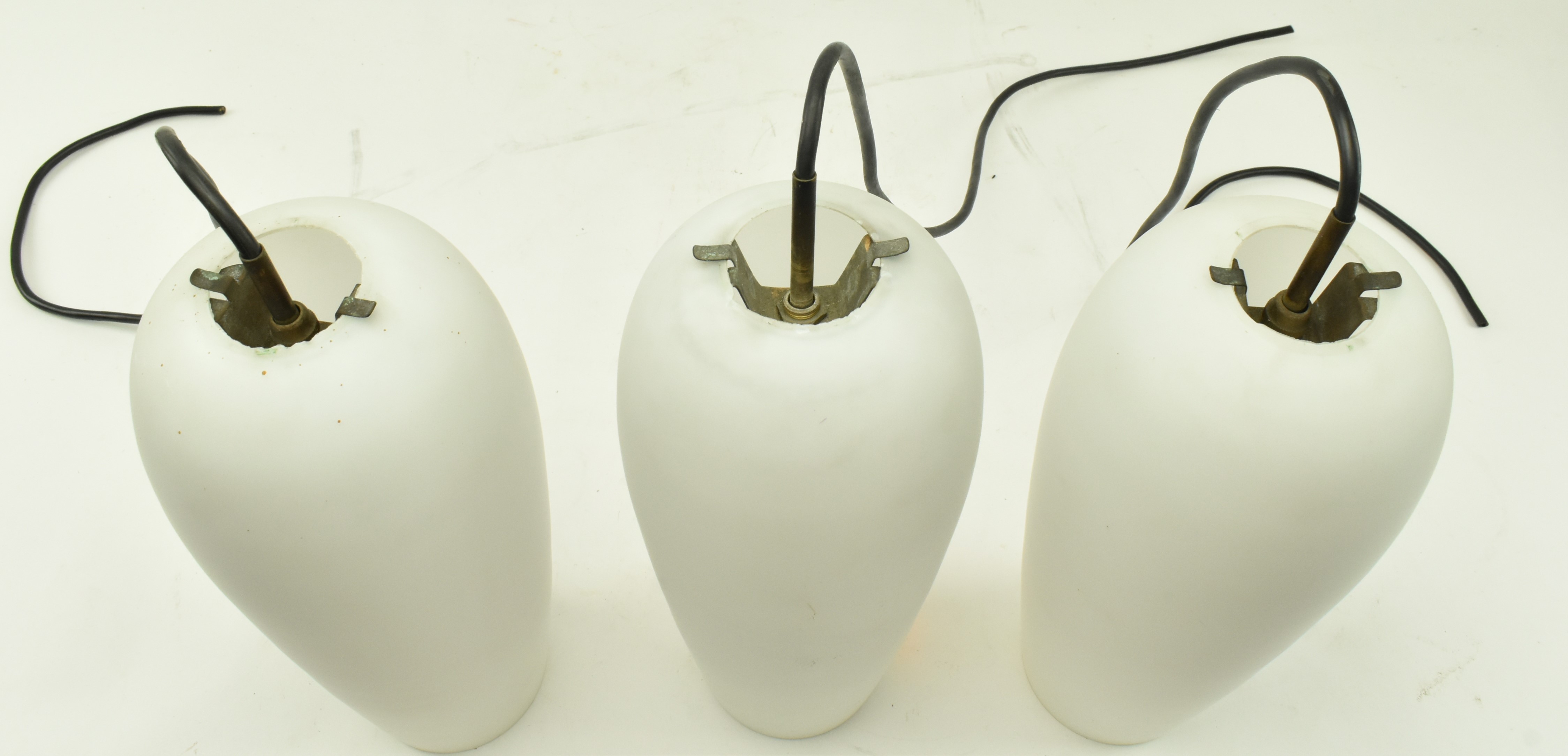 SET OF MID CENTURY MILK GLASS SKITTLE CEILING LIGHTS - Image 2 of 4