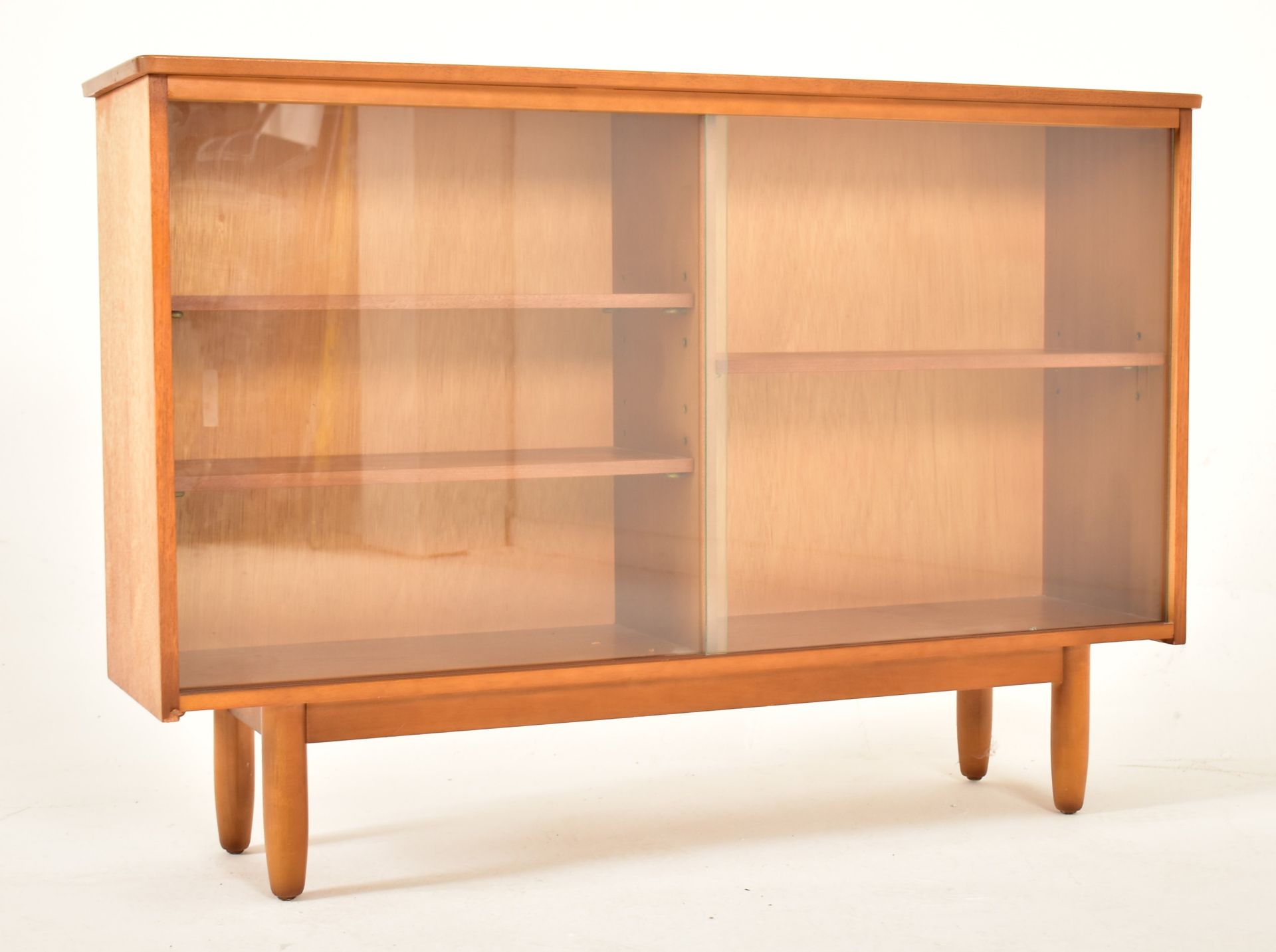 MID CENTURY TEAK AND GLASS DISPLAY CABINET / BOOKCASE