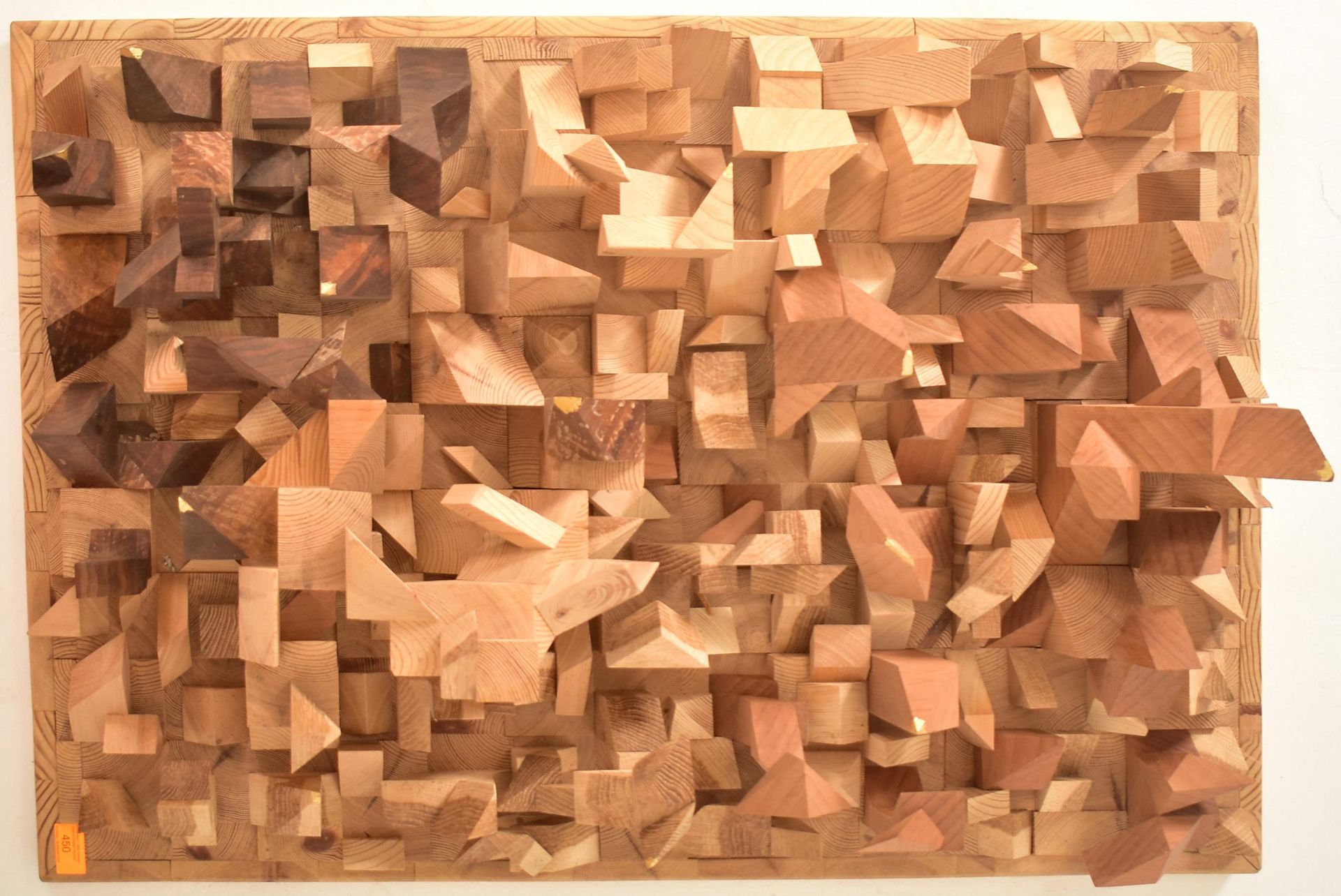 GEOMETRIC PANELLED PROTRUDING WOODEN WALL HANGING