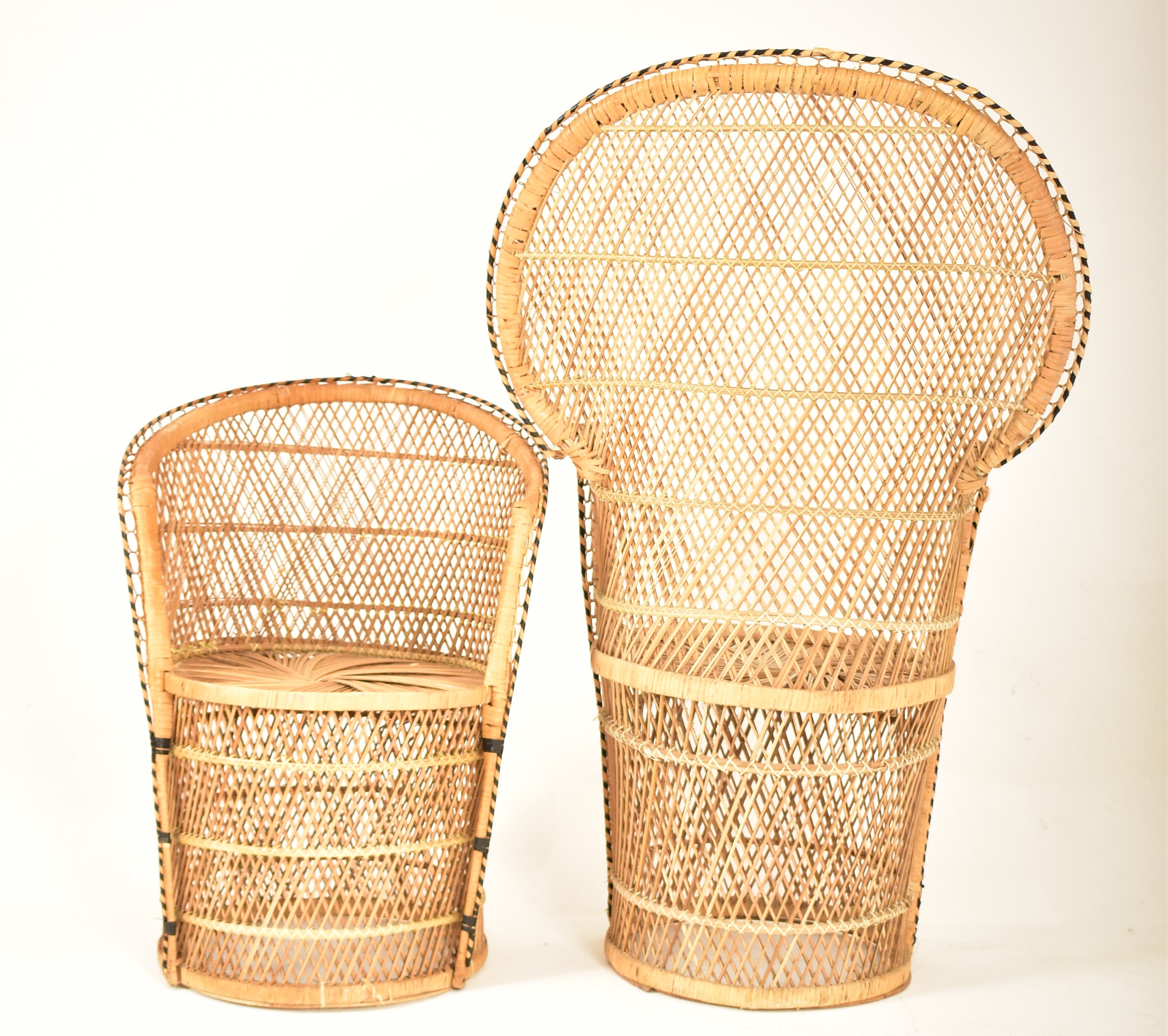 TWO RETRO 20TH CENTURY 1970S WICKER PEACOCK CHAIRS - Image 3 of 5