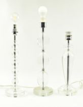 HARLEQUIN SET OF THREE CONTEMPORARY CLEAR GLASS DESK LAMPS