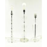 HARLEQUIN SET OF THREE CONTEMPORARY CLEAR GLASS DESK LAMPS