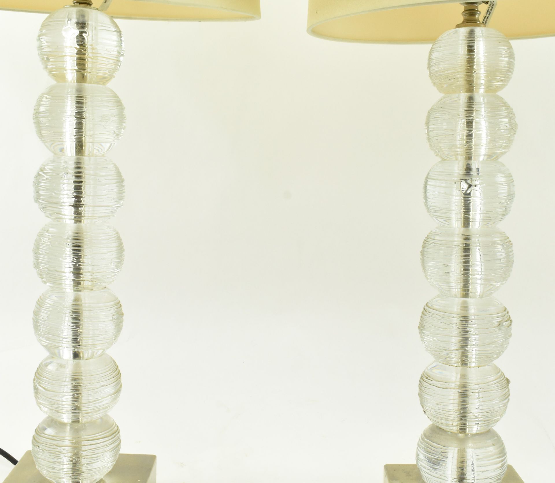PORTA ROMANA - PAIR OF SPUN CLEAR GLASS DESK LAMPS - Image 3 of 8