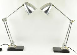 PAIR OF LARGE 20TH CENTURY CHROME & SLATE INDUSTRIAL LAMPS