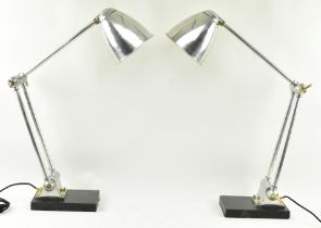 PAIR OF LARGE 20TH CENTURY CHROME & SLATE INDUSTRIAL LAMPS