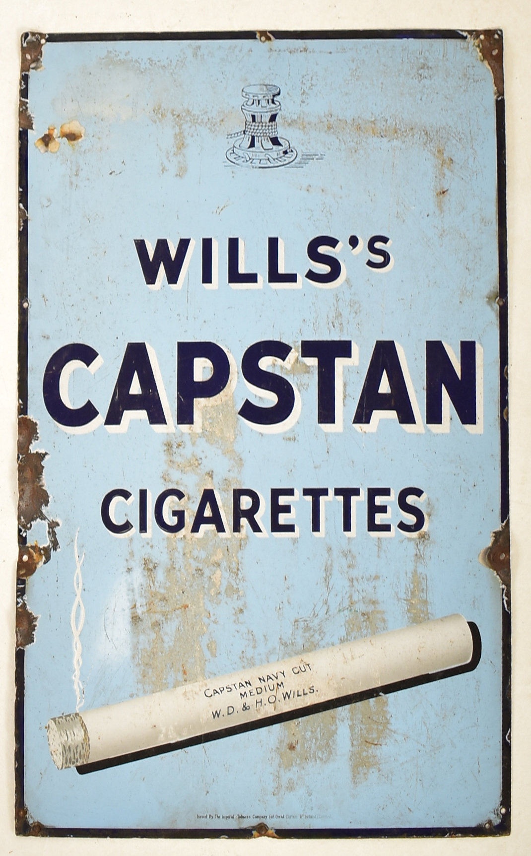 WILLS CAPSTAN CIGARETTES - VINTAGE ADVERTISING ENAMEL SIGN