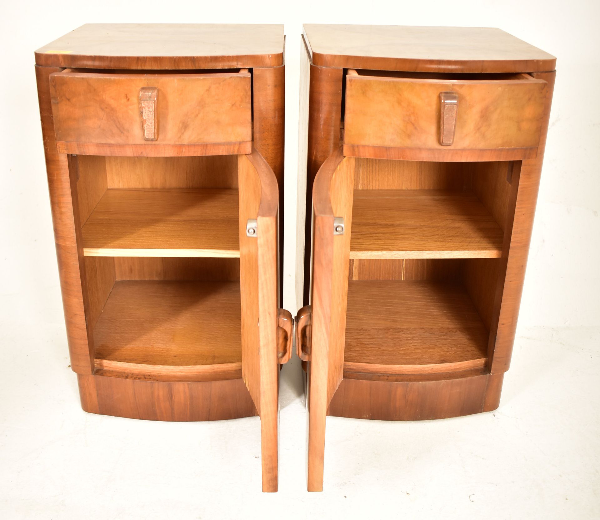 PAIR OF 20TH CENTURY ART DECO WALNUT BEDSIDE CUPBOARDS - Image 3 of 5