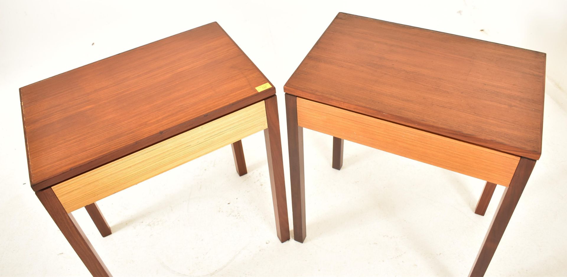 BRITISH MODERN DESIGN - PAIR TEAK OCCASSIONAL SIDE TABLES - Image 2 of 4