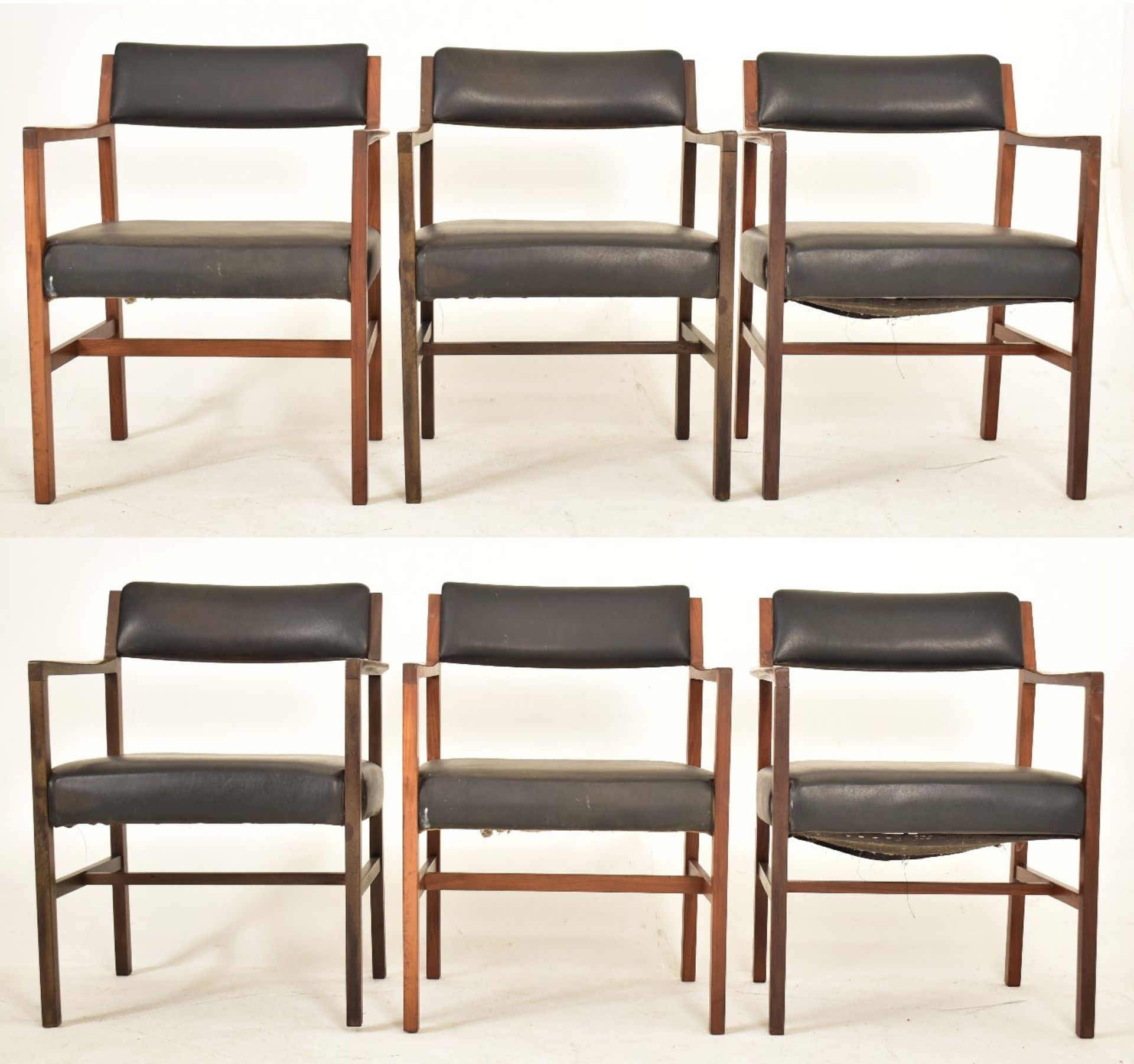 ALFRED COX - MATCHING SET OF SIX TEAK FRAMED DINING CHAIRS