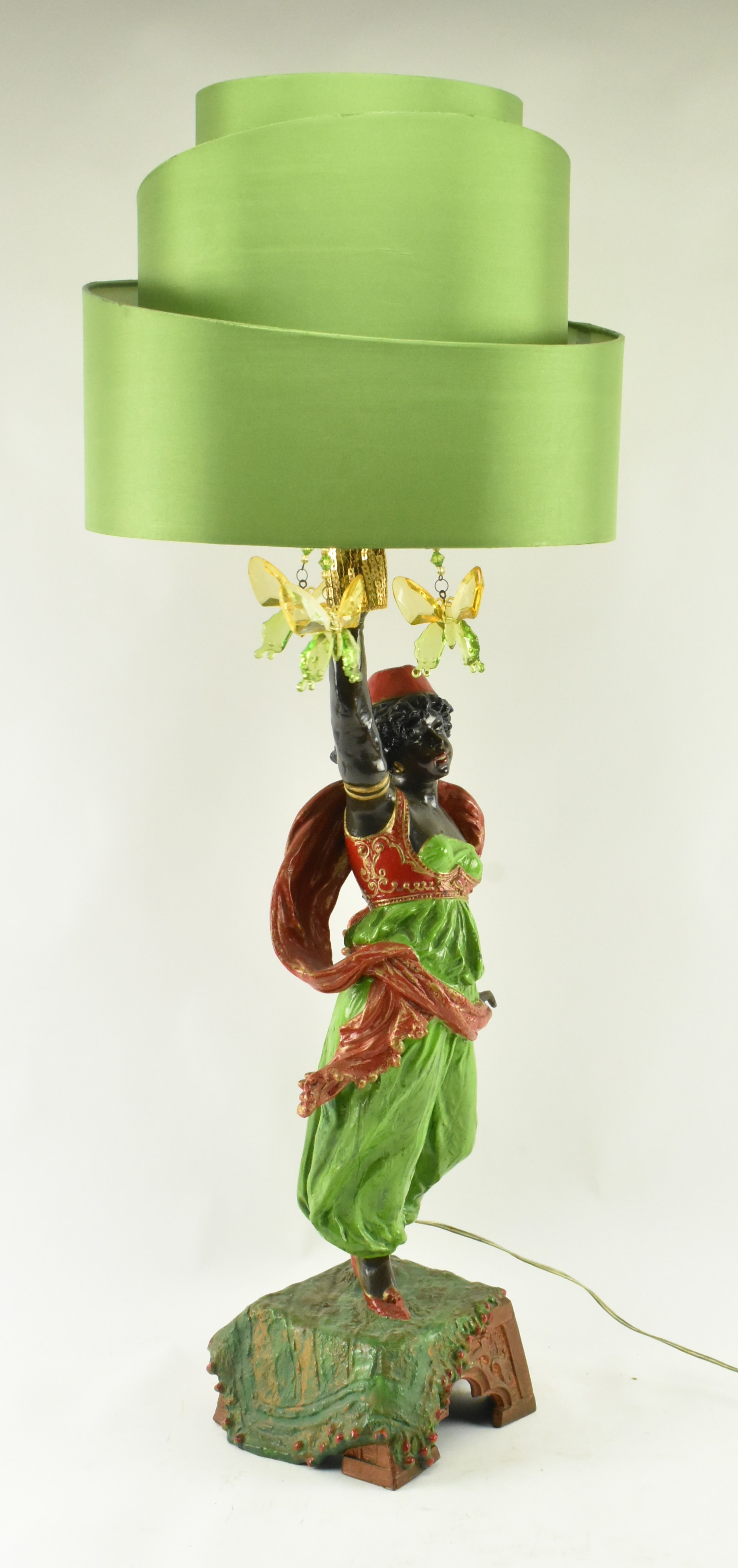 VINTAGE 20TH CENTURY BLACKAMOOR GYPSY TABLE LAMP - Image 2 of 8