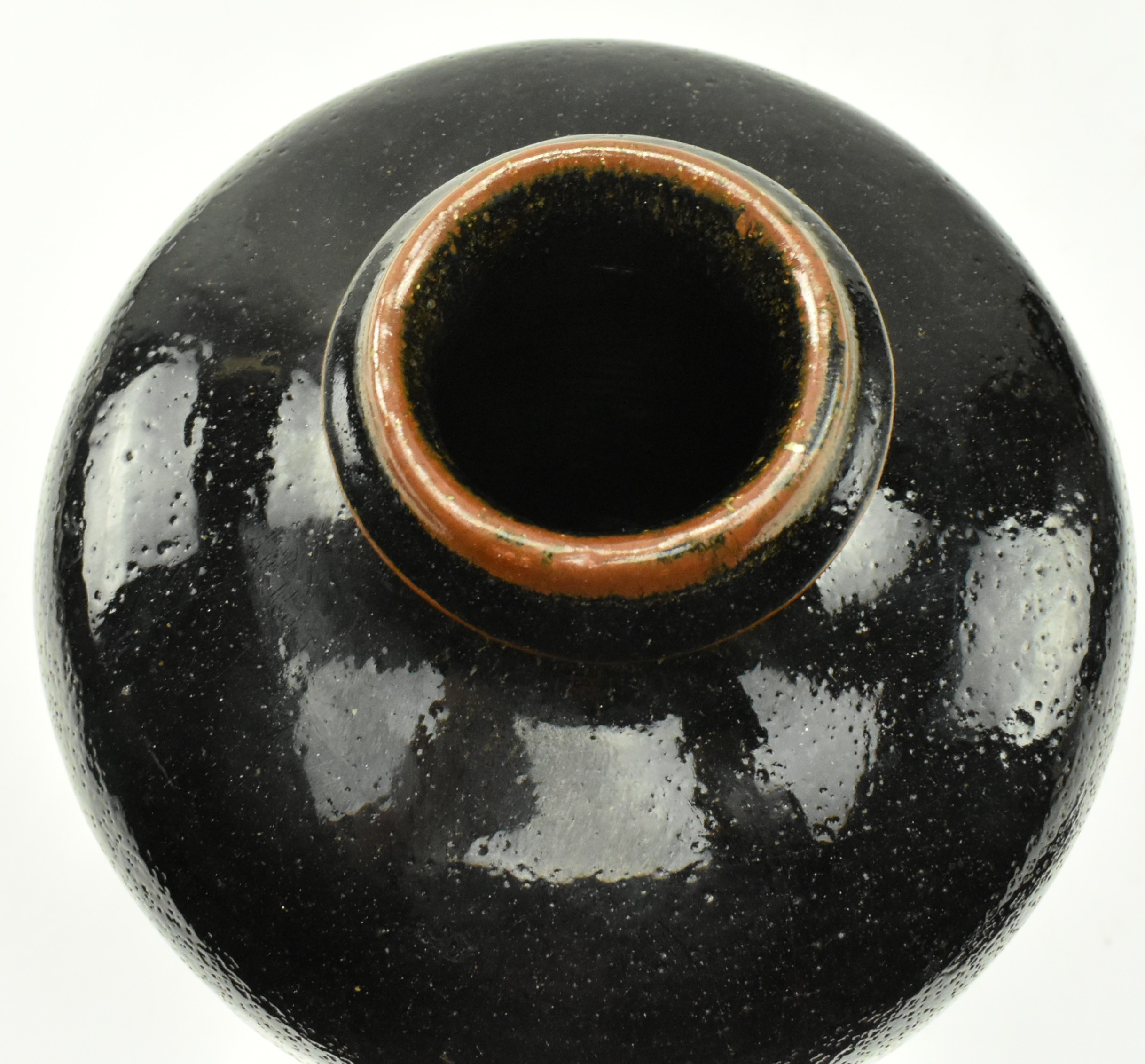 JIM MALONE (B. 1946) - STONEWARE BOTTLE VASE TENMOKU FINISH - Image 2 of 6