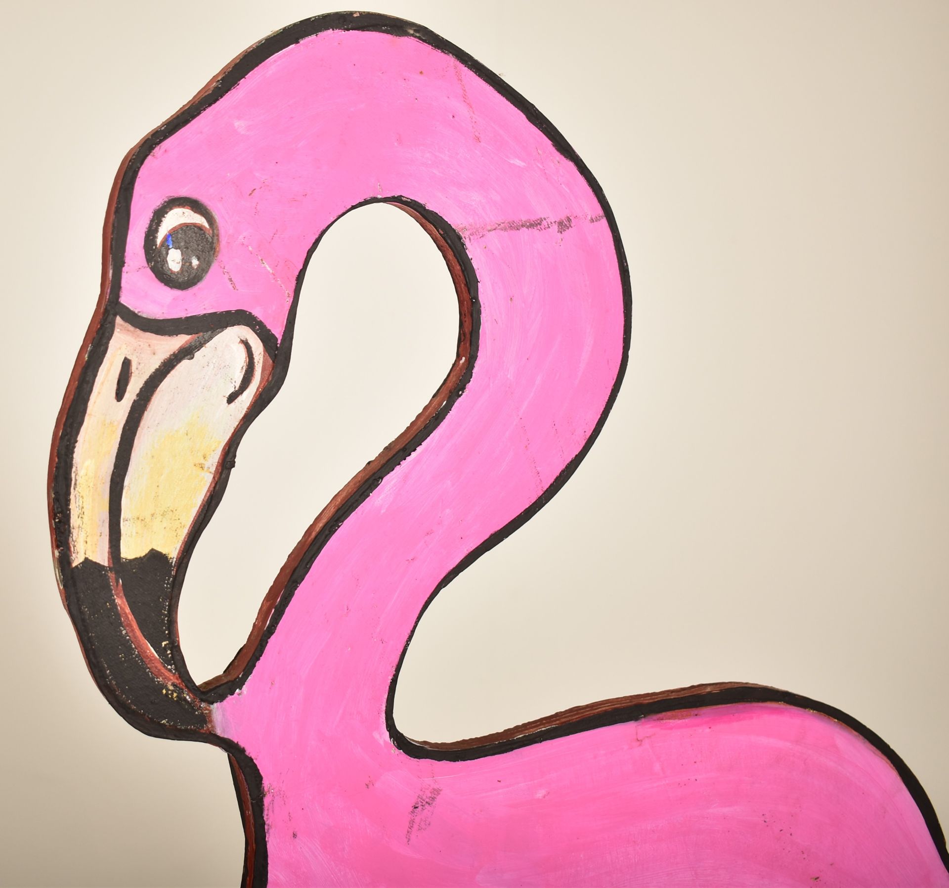 VINTAGE 20TH CENTURY FAIRGROUND HAND PAINTED FLAMINGO PANEL - Image 2 of 4