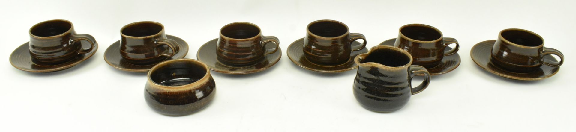 SCOTT MARSHALL - BOSCEAN POTTERY - SET OF SIX CUPS & SAUCERS - Image 2 of 8