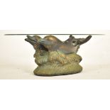 HOLLYWOOD REGENCY FAUX BRONZE DOLPHIN COFFEE TABLE