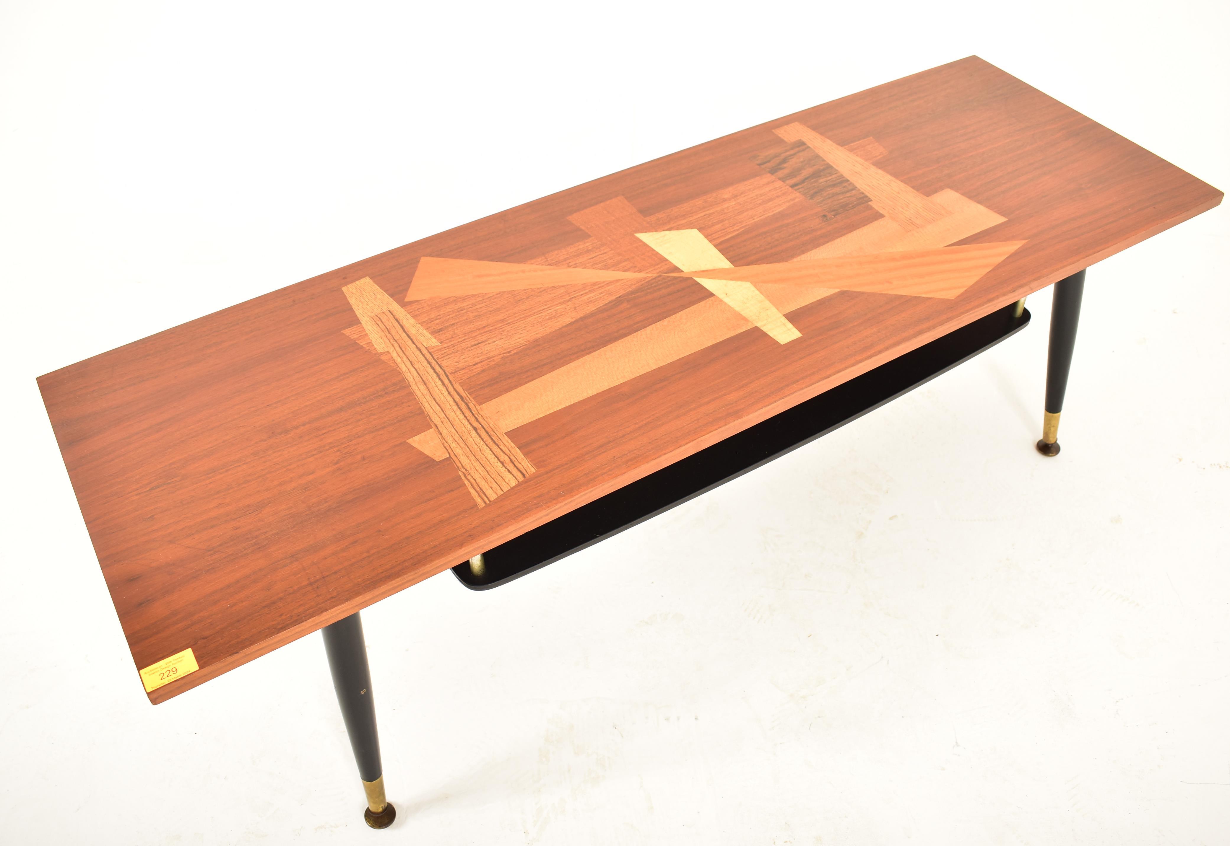 RETRO MID CENTURY 1970S TEAK & MARQUETRY INLAY COFFEE TABLE - Image 2 of 5