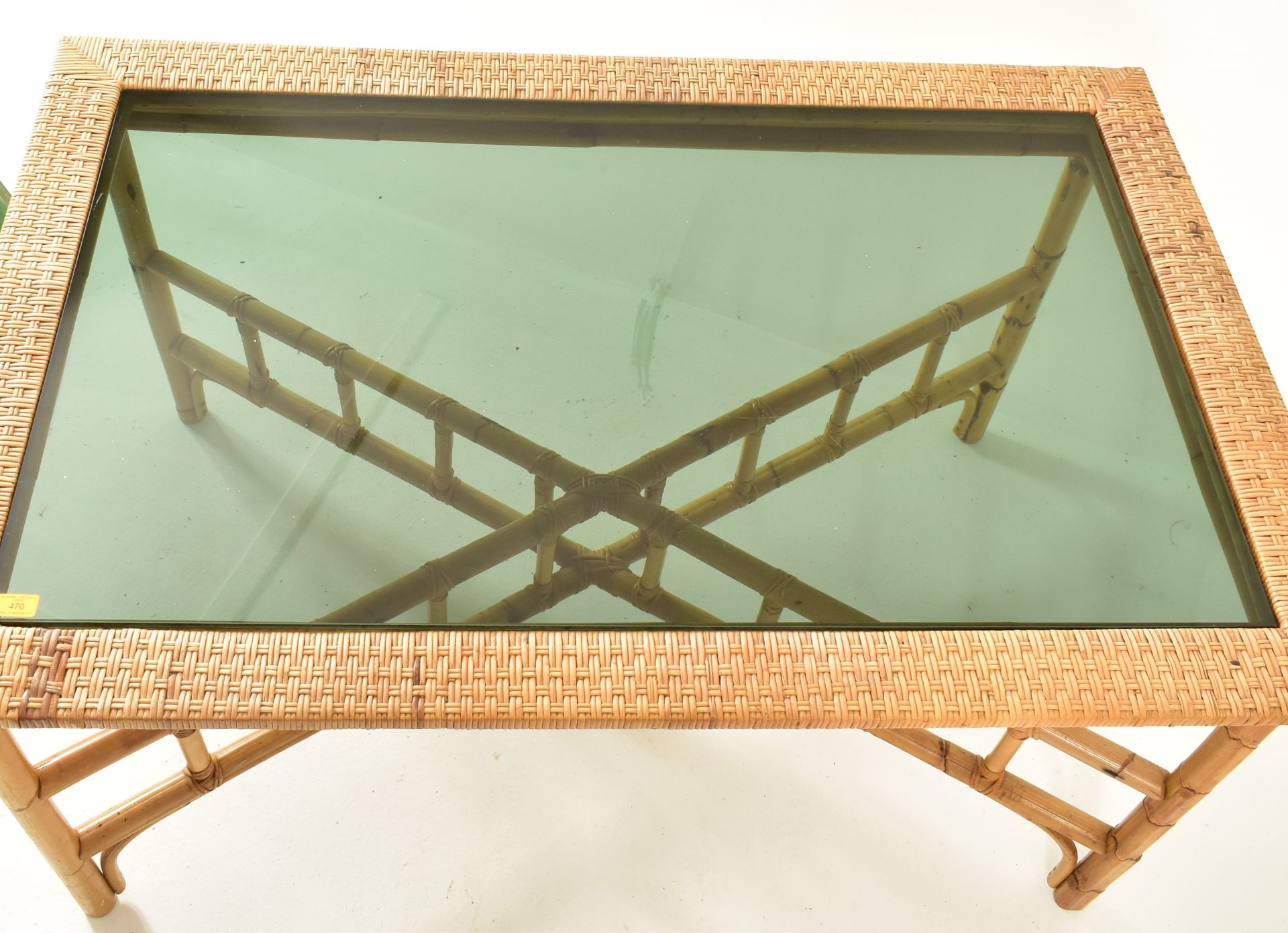 RETRO 20TH CENTURY BAMBOO RATTAN CONSERVATORY TABLE - Image 5 of 5