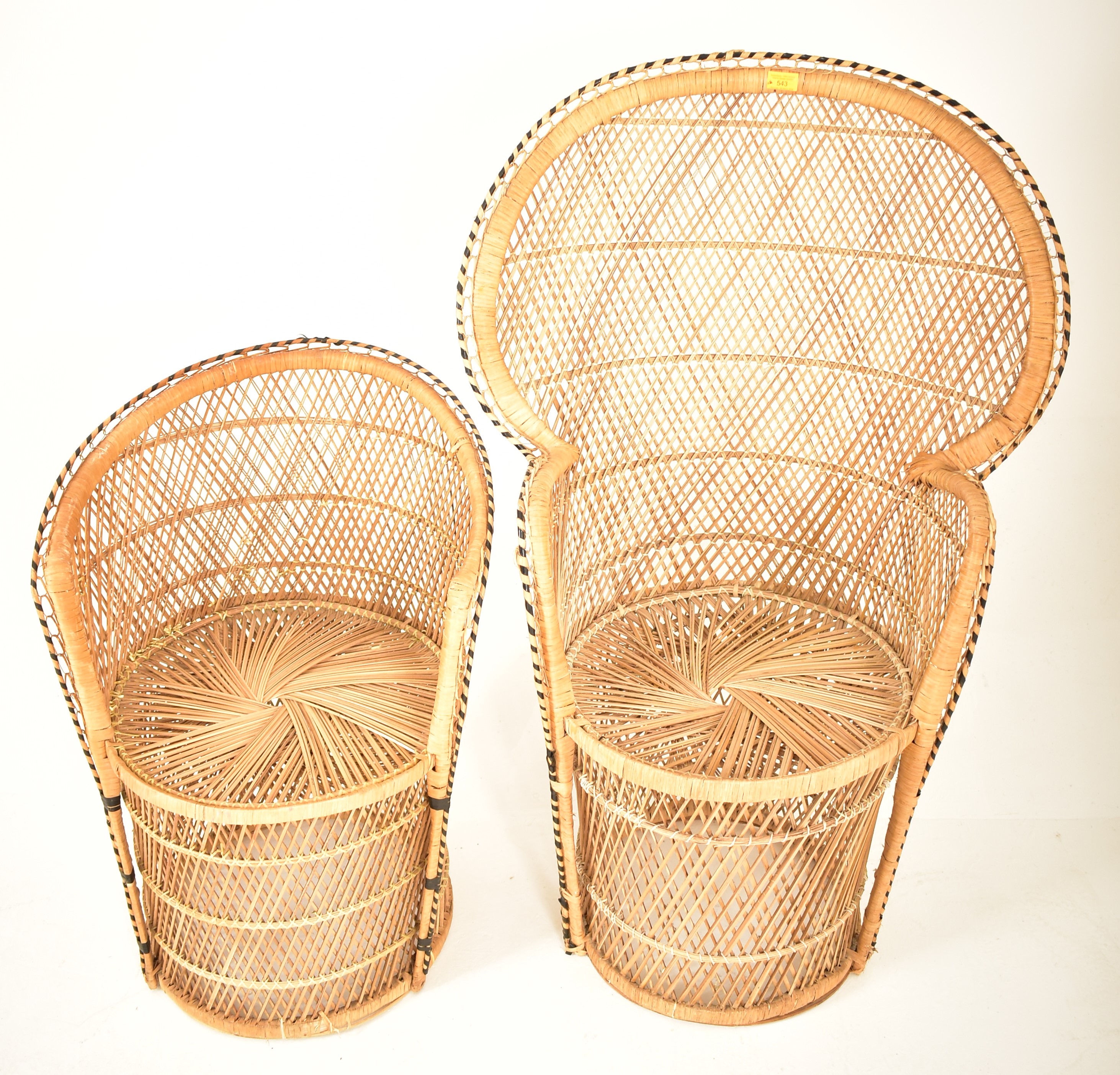 TWO RETRO 20TH CENTURY 1970S WICKER PEACOCK CHAIRS - Image 2 of 5