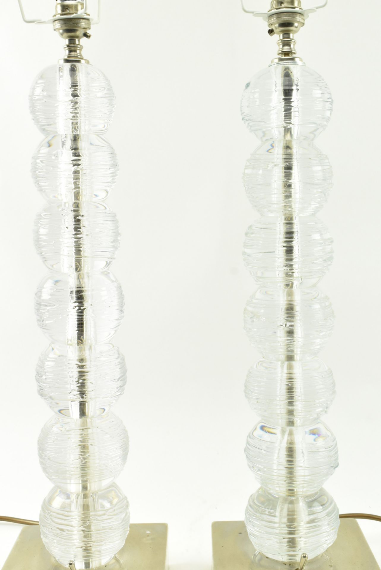 PORTA ROMANA - PAIR OF SPUN CLEAR GLASS DESK LAMPS - Image 3 of 6