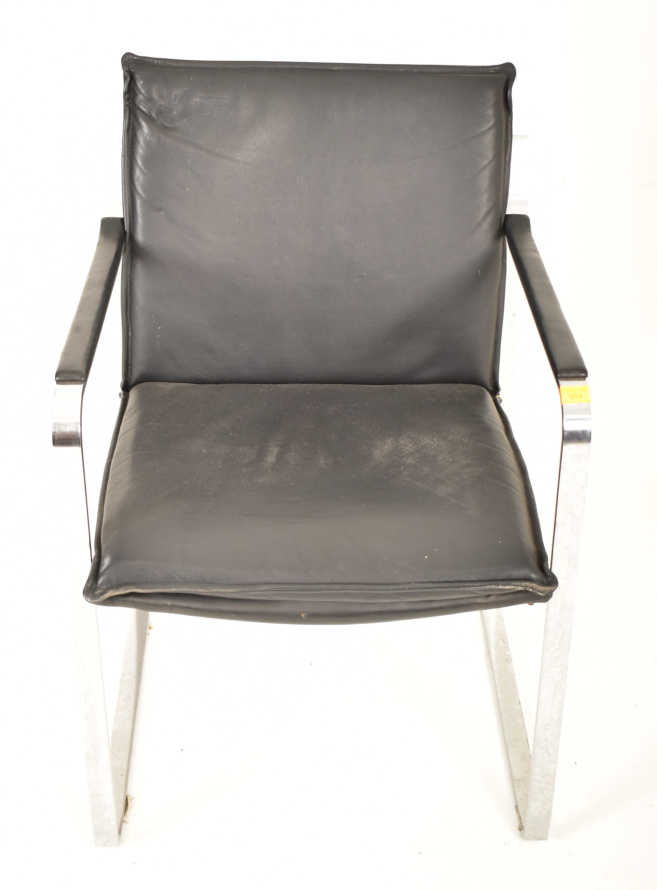 KNOLL - 20TH CENTURY POLISHED STEEL AND LEATHER ARMCHAIR - Image 2 of 5