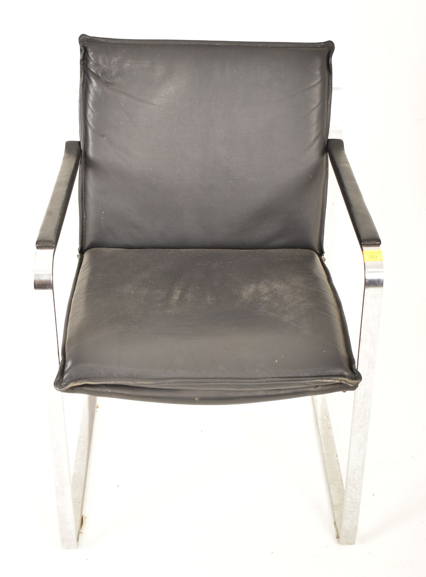 KNOLL - 20TH CENTURY POLISHED STEEL AND LEATHER ARMCHAIR - Image 2 of 5