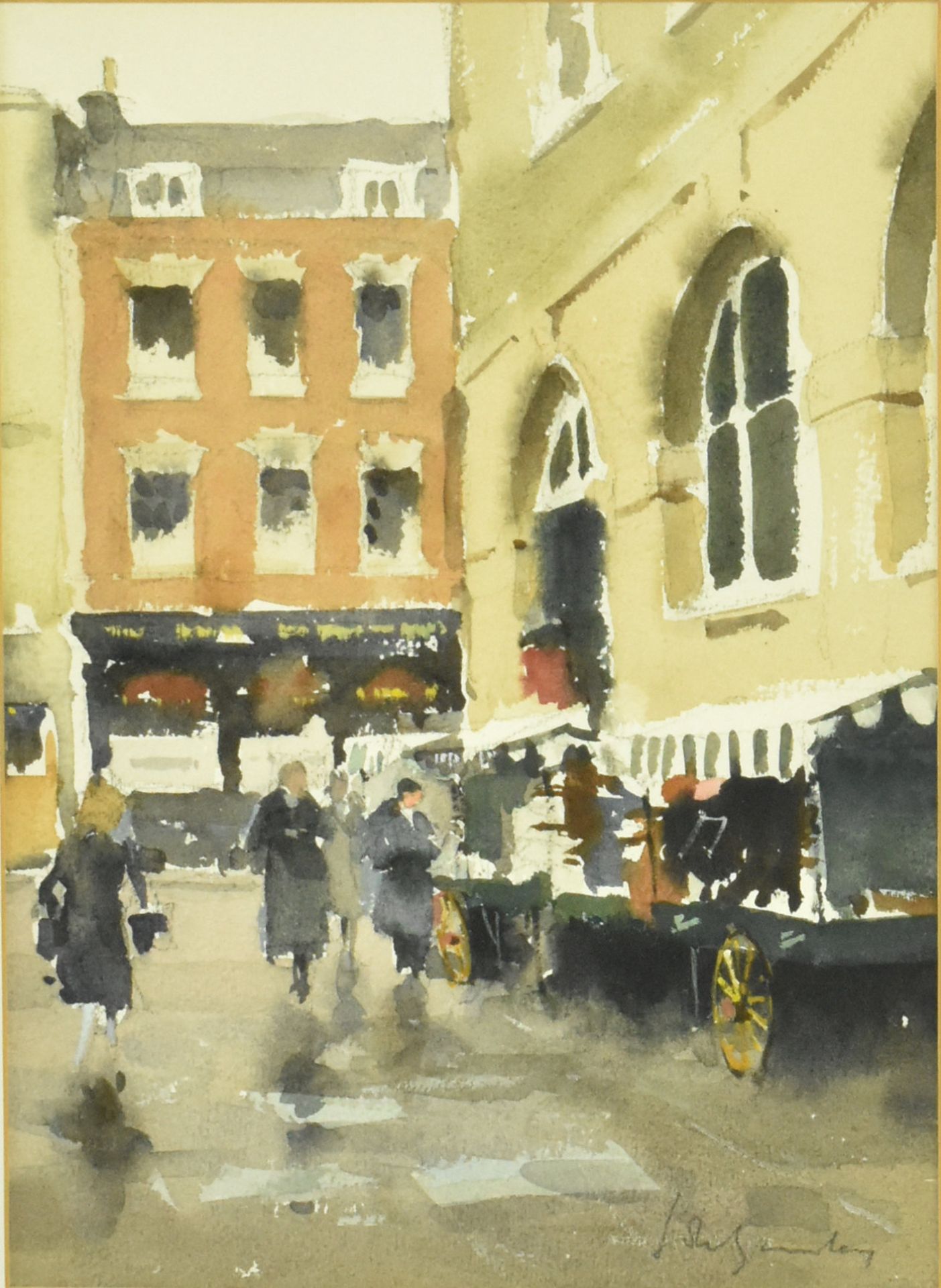 JOHN YARDLEY (B.1943) - MOBILE STALLS - WATERCOLOUR PAINTING