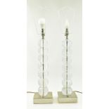 PORTA ROMANA - PAIR OF SPUN CLEAR GLASS DESK LAMPS