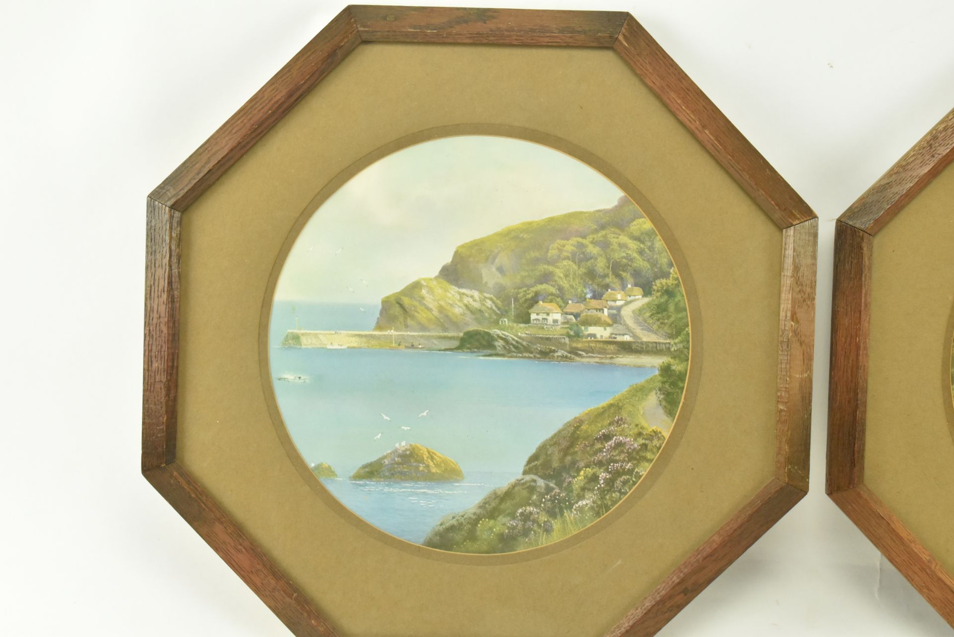 PAIR OF ART DECO 1930S J. H. WELSH HEXAGONAL OAK FRAMES - Image 2 of 4