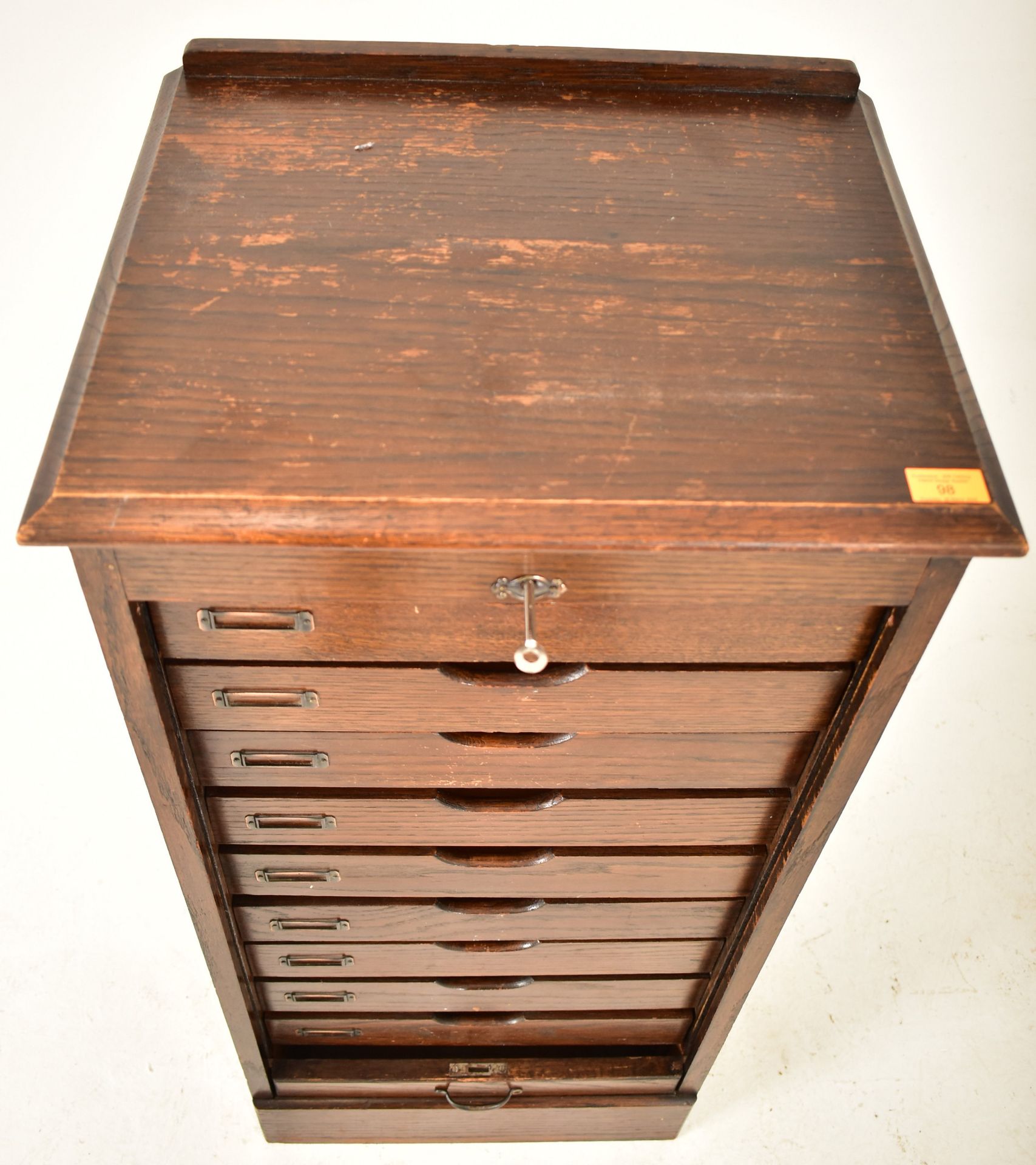 EARLY 20TH CENTURY ART DECO OAK PEDESTAL CABINET CHEST - Image 3 of 6