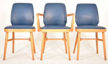 BEN CHAIRS - SET OF THREE RETRO BEECH FRAMED DINING CHAIRS