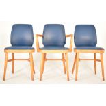 BEN CHAIRS - SET OF THREE RETRO BEECH FRAMED DINING CHAIRS