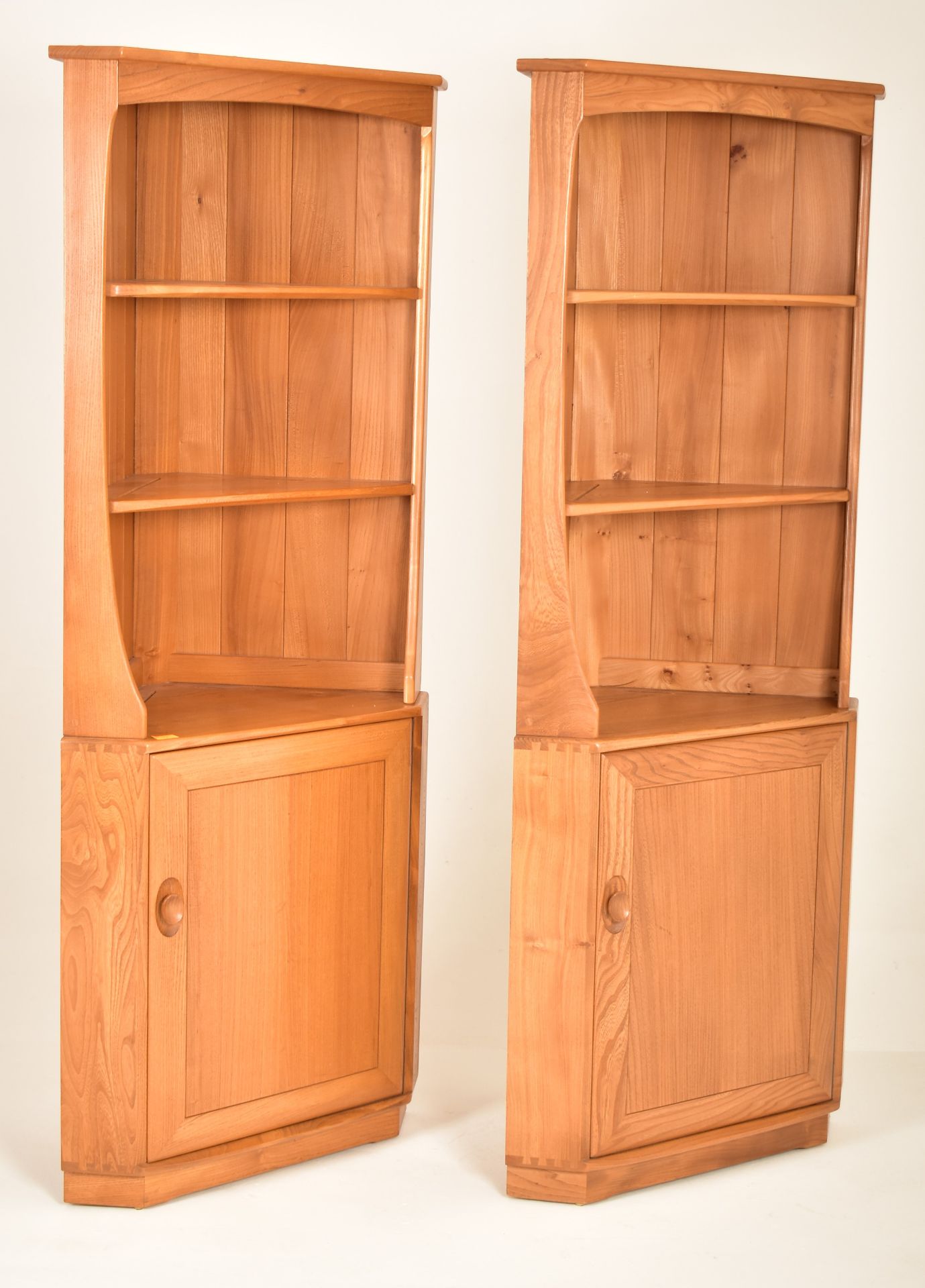 ERCOL - WINDSOR MODEL - PAIR OF ELM CORNER CABINETS - Image 2 of 8