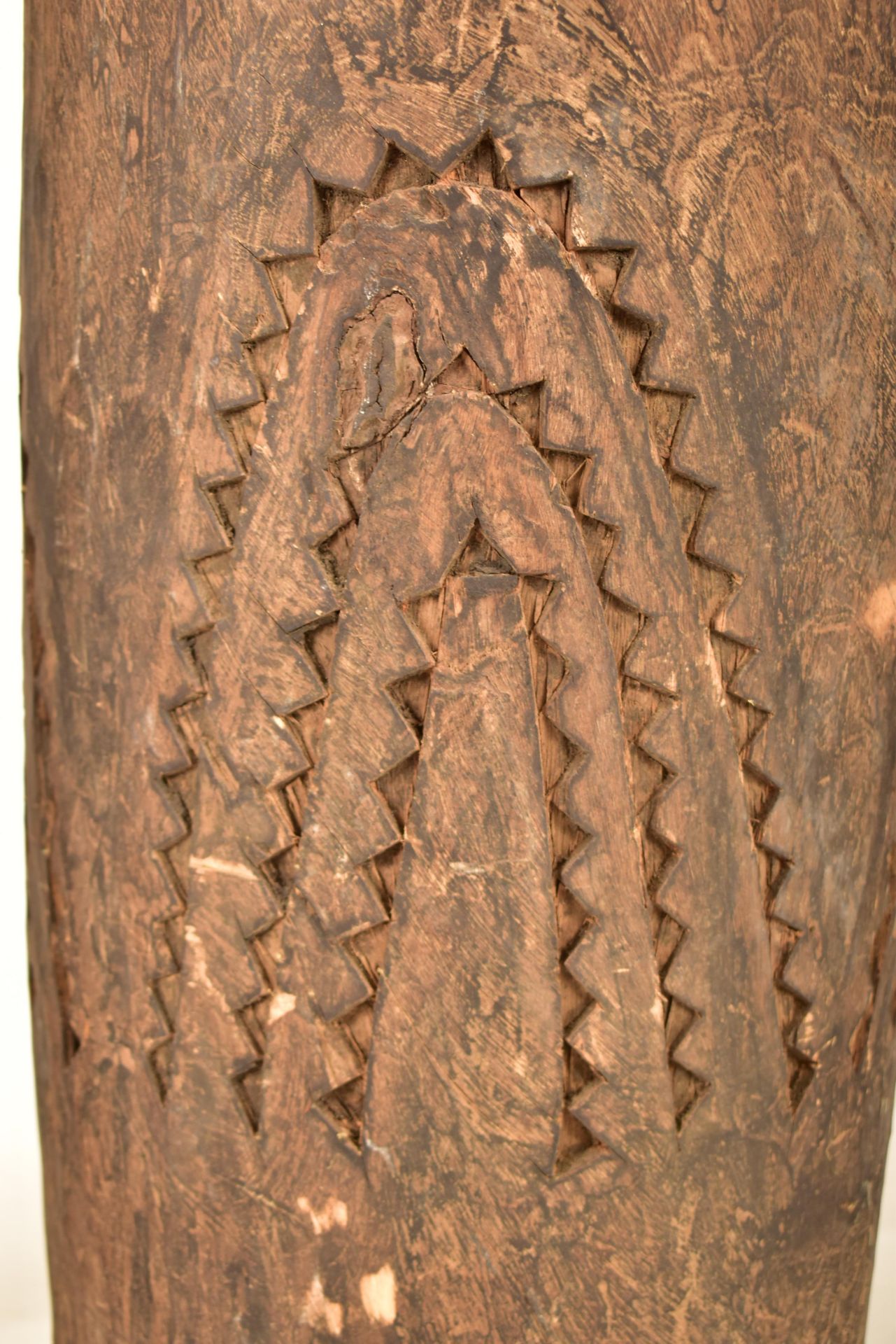 THREE LARGE AFRICAN TRIBAL WOOD & LEATHER FLOOR DRUMS - Image 4 of 5