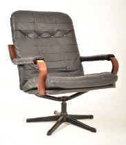 1970S SWEDISH DESIGN LEATHER AND BENTWOOD ARMCHAIR